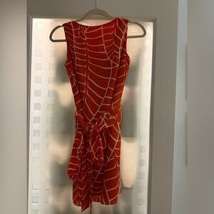 Susana Monaco Orange & White Sleeveless Tie-Waist Dress